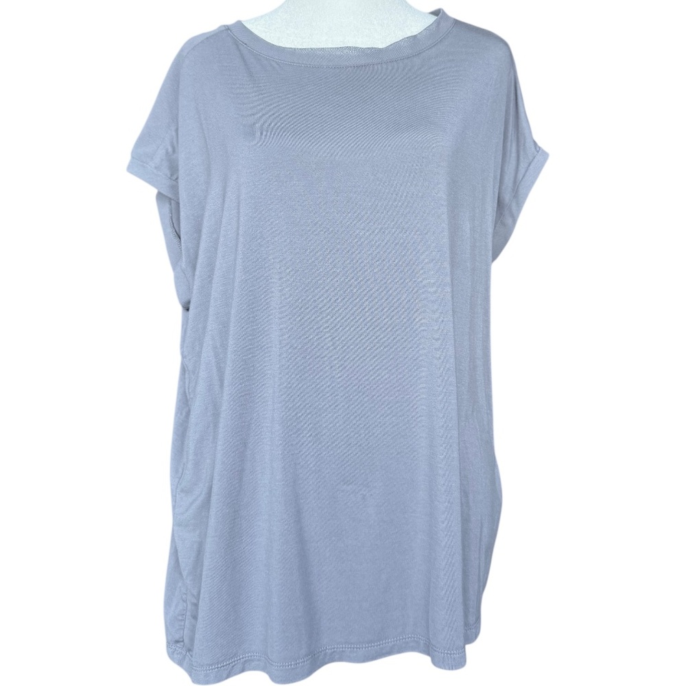 Tahari Grey Blue Short Sleeve Blouse‎ Sz XL